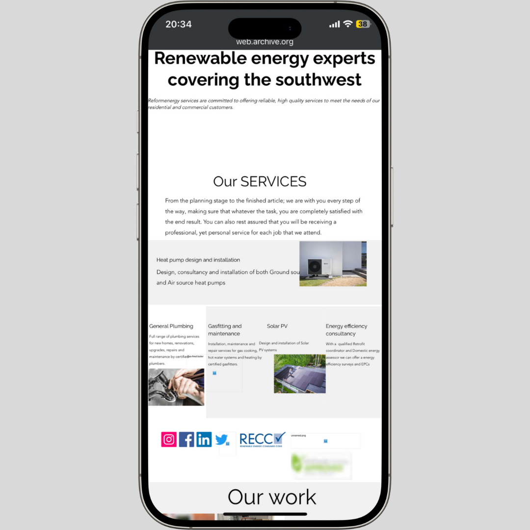 Before: Reform Energy Services's website